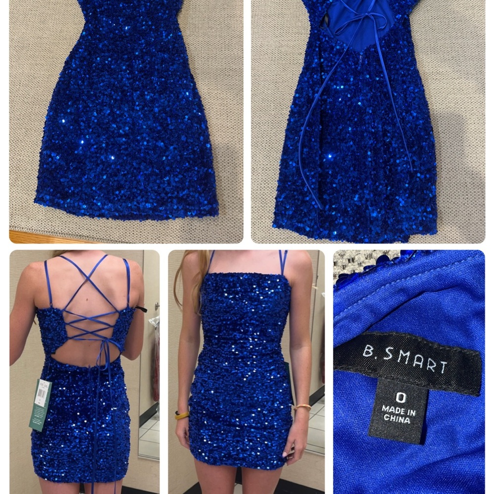 B. Smart Royal Blue Sequin Party Dress